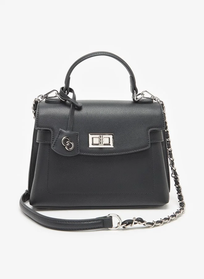 Celeste Women's Plain Satchel Bag with Grab Handle and Chain Link Strap