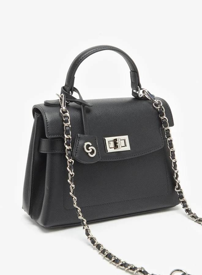 Celeste Women's Plain Satchel Bag with Grab Handle and Chain Link Strap