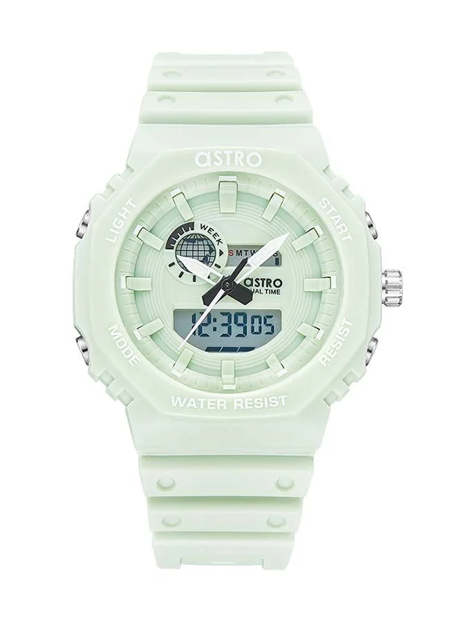 أسترو Round Shape Analog-Digital Wrist Watch A22806-PPHH - 43mm - Light Green