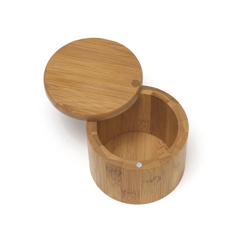 Lipper International Bamboo Wood Salt or Spice Box with Swivel Cover, 3-1/2" x 2-3/4" - Image 1