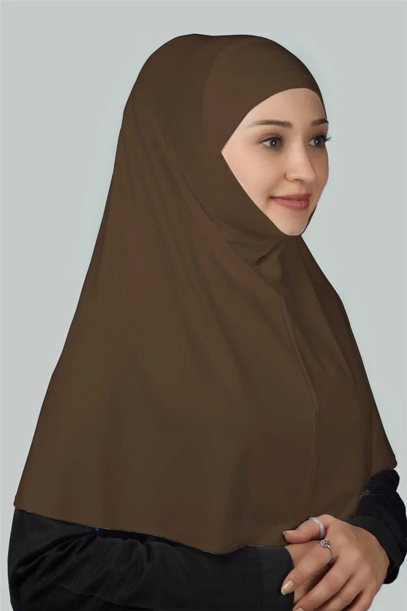 التوبة Ready-made Turban Practical Scarf with Veil Hijab with Nikap - Prayer Cover Soufflé (Xl) - Dark Mink