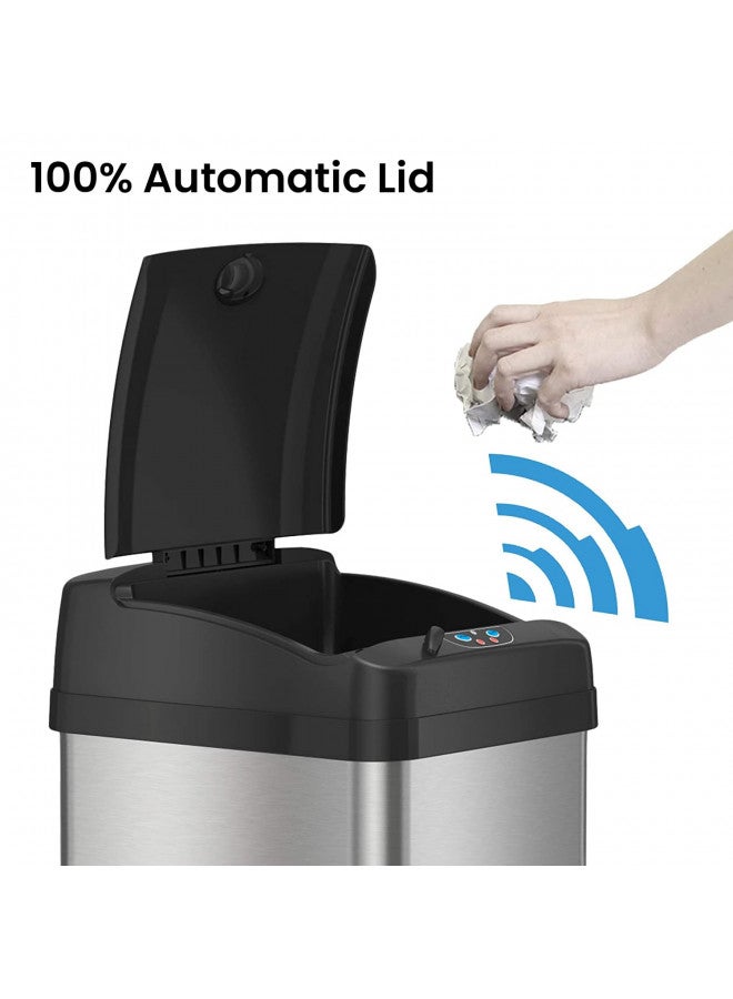 iTouchless نظام التحكم في الروائح الأوتوماتيكي من iTouchless بسعة 13 جالون، سلة مهملات مطبخ بدون لمس بغطاء كبير، سلة مهملات مصنوعة من الفولاذ المقاوم للصدأ، الطراز: It13MXP - Image 2