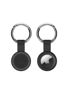 Airtag Case Metal Key Ring with Tough Case for Apple Airtag cover - Marble Texture Black