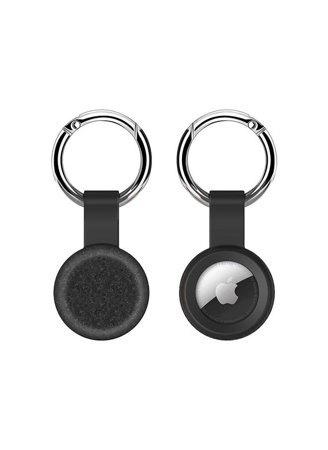Stylizedd - Airtag Case Metal Key Ring with Tough Case for Apple Airtag cover - Marble Texture Black - Image 1