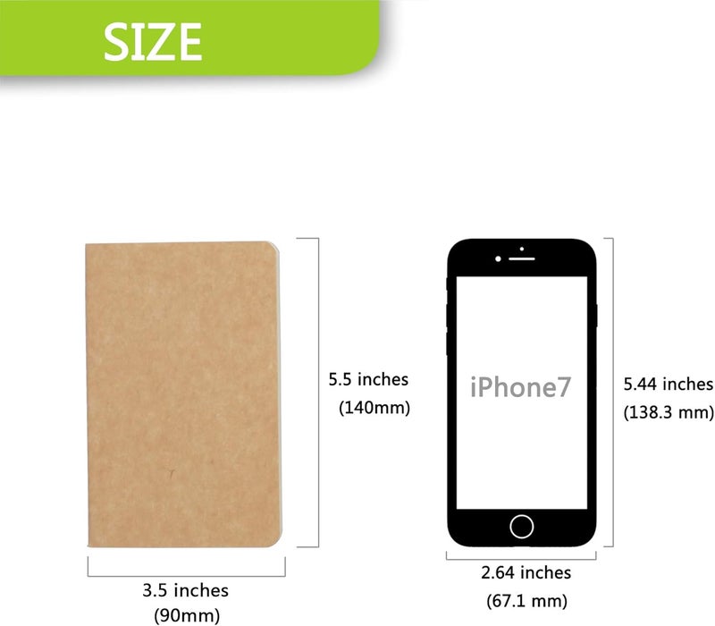 TWONE Pocket Notebook, 6 Pack Softcover Mini Notebooks 3.5" x 5.5" Kraft Brown Notebook Small Memo Notepad for Men Women Kids Traveler Author, 30 Sheets,60 Lined Pages - Image 2