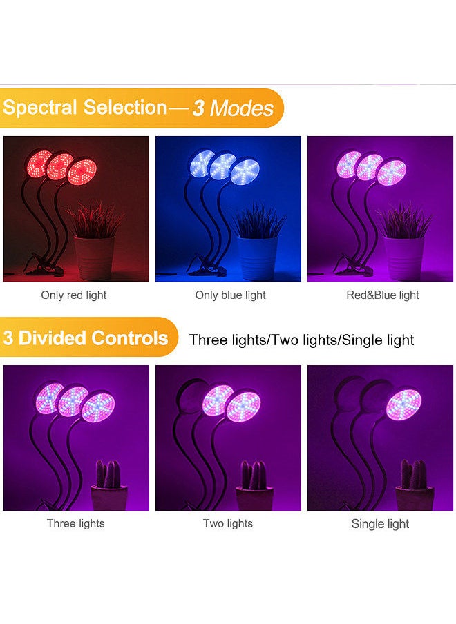 Generic - Sunlike LED Grow Light with Blue Red Light Auto On/Off 4/8/12H Timer 5 Brightness Leves Waterproof Clip Plant Growing Light - Image 1