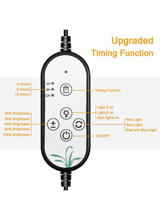 Generic - Sunlike LED Grow Light with Blue Red Light Auto On/Off 4/8/12H Timer 5 Brightness Leves Waterproof Clip Plant Growing Light - Image 1