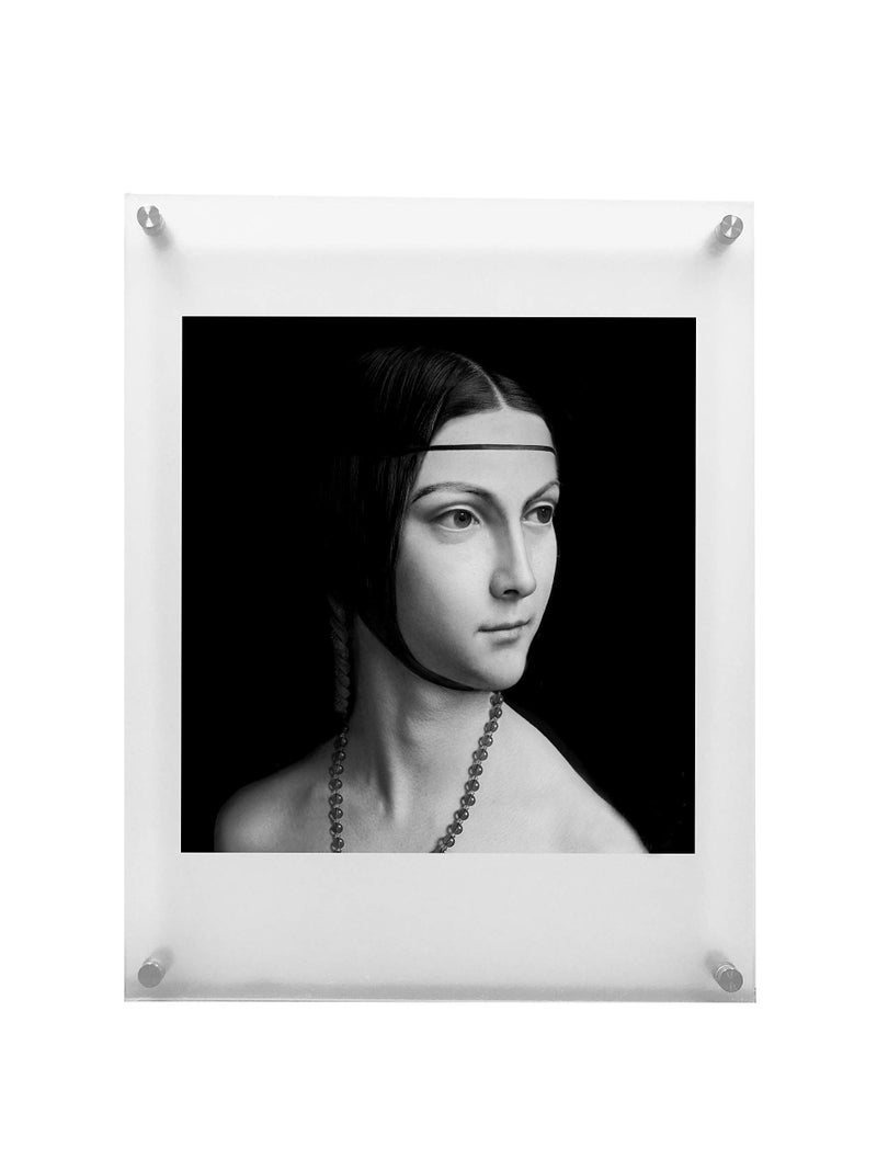 RY DISPLAY 85x11 Floating Acrylic Picture Frame with Chrome Standoff Double Panel Wall Mount Photo Frame for Picture Up to inches 85x11