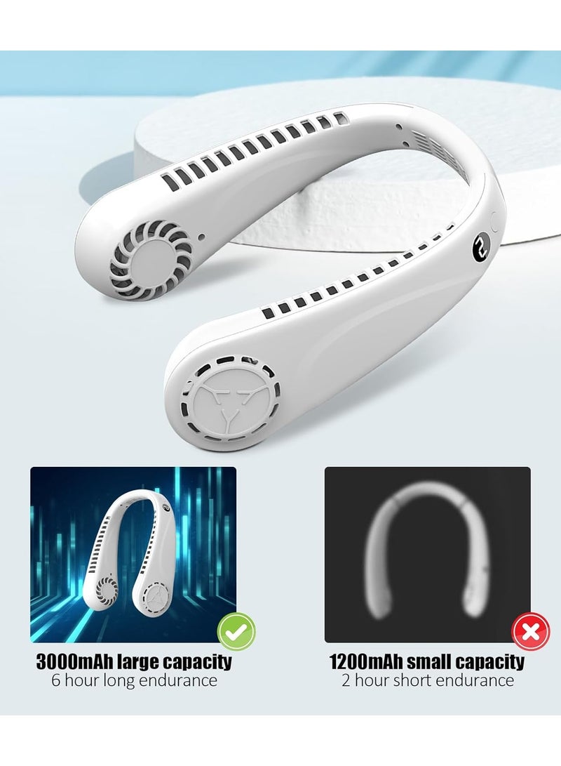 Denx Portable  Hanging Neck Fans with Screen Display and 5 Speeds Levels, USB Rechargeable, 360° Cooling Wearable Personal Fan for Work Travel Sport Outdoor (White) - Image 2