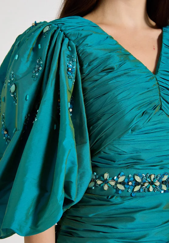 امري Gathered Sleeve Gown Dress