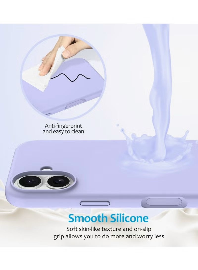 general iPhone 17 Silicone Case with Camera Control Button – Premium Soft Liquid Silicone Cover with Suede Lining & Full-Body Drop Protection – Light Purple - Image 5