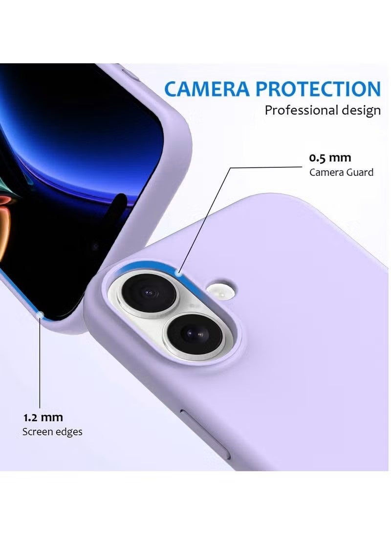 general iPhone 17 Silicone Case with Camera Control Button – Premium Soft Liquid Silicone Cover with Suede Lining & Full-Body Drop Protection – Light Purple - Image 3