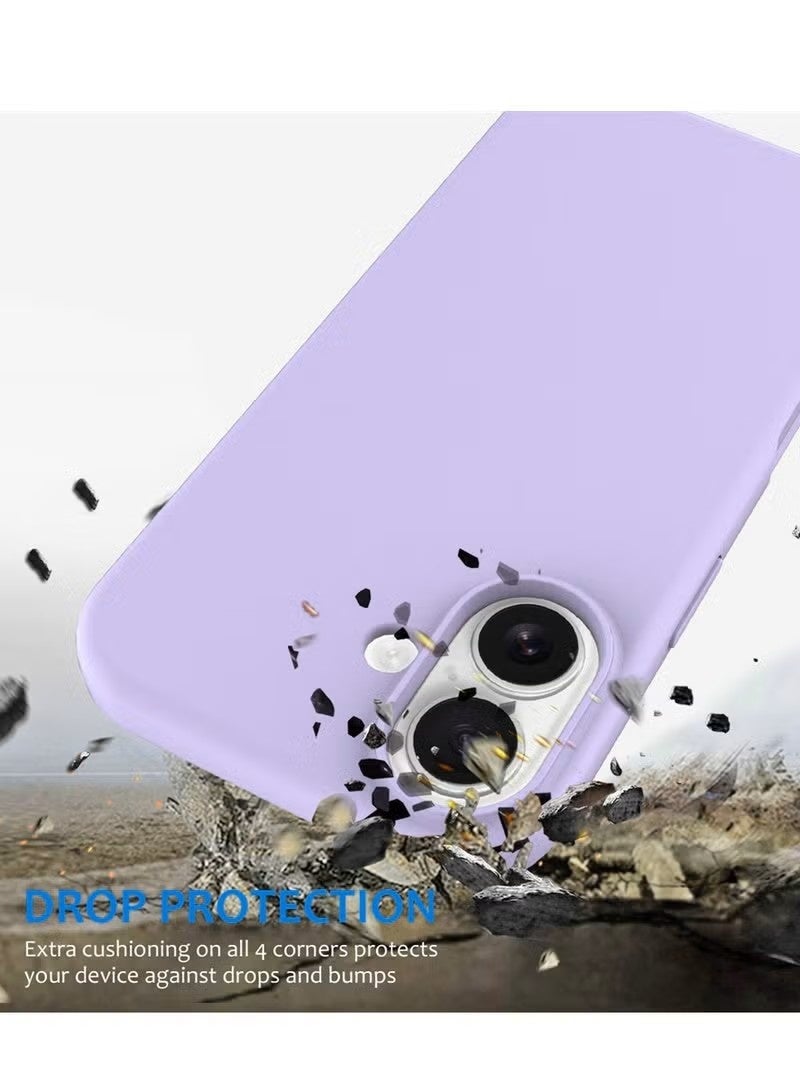 general iPhone 17 Silicone Case with Camera Control Button – Premium Soft Liquid Silicone Cover with Suede Lining & Full-Body Drop Protection – Light Purple - Image 4