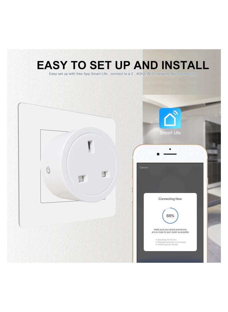 Smart Plug WIFI Outlet 16A Work With Alexa/Google Home, Remote Control Timer Function Energy Monitoring No Hub Required