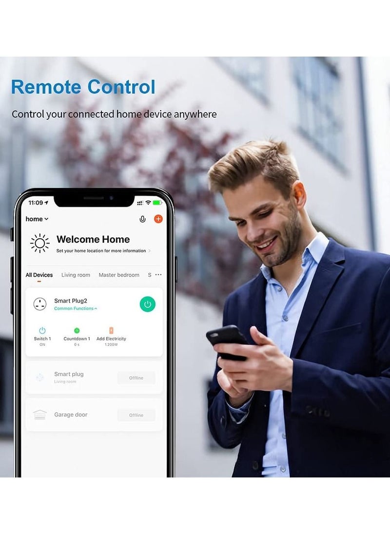 Smart Plug WIFI Outlet 16A Work With Alexa/Google Home, Remote Control Timer Function Energy Monitoring No Hub Required