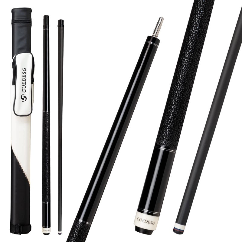 CUEDESG Carbon Fiber Pool Cue Stick 105mm118mm125mmLow Deflection Pool StickProfessional Cue Stick with Case Black_Leather Wrap_125mm