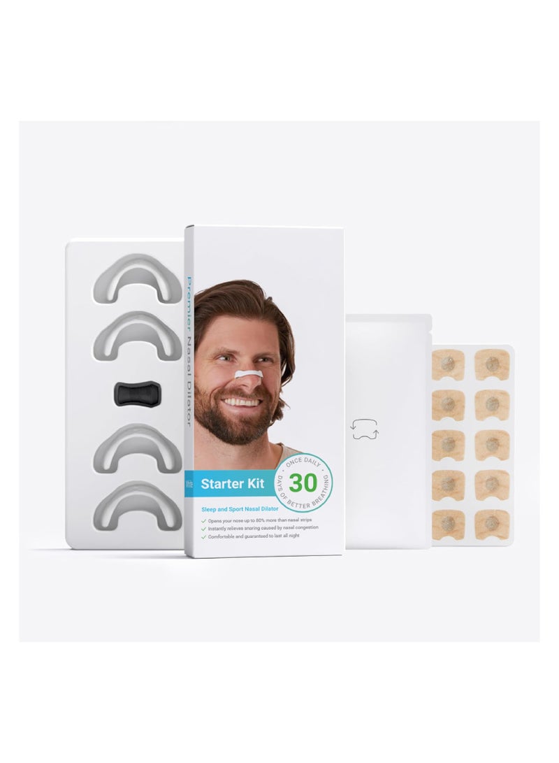 SOLARAE 30 Count Breathing Nasal, Strip Starter Kit, Boost Oxygen, Reduce Snoring, Improve Sleep Quality, Sweat Resistant, Skin Safe Nasal Strips, Extra Strength Snoring Solution (White) - Image 1