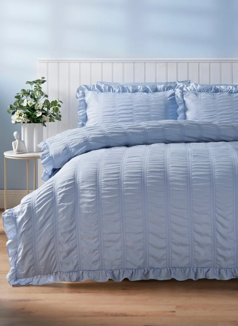 ماتلان Blue Seersucker Frill Duvet Set