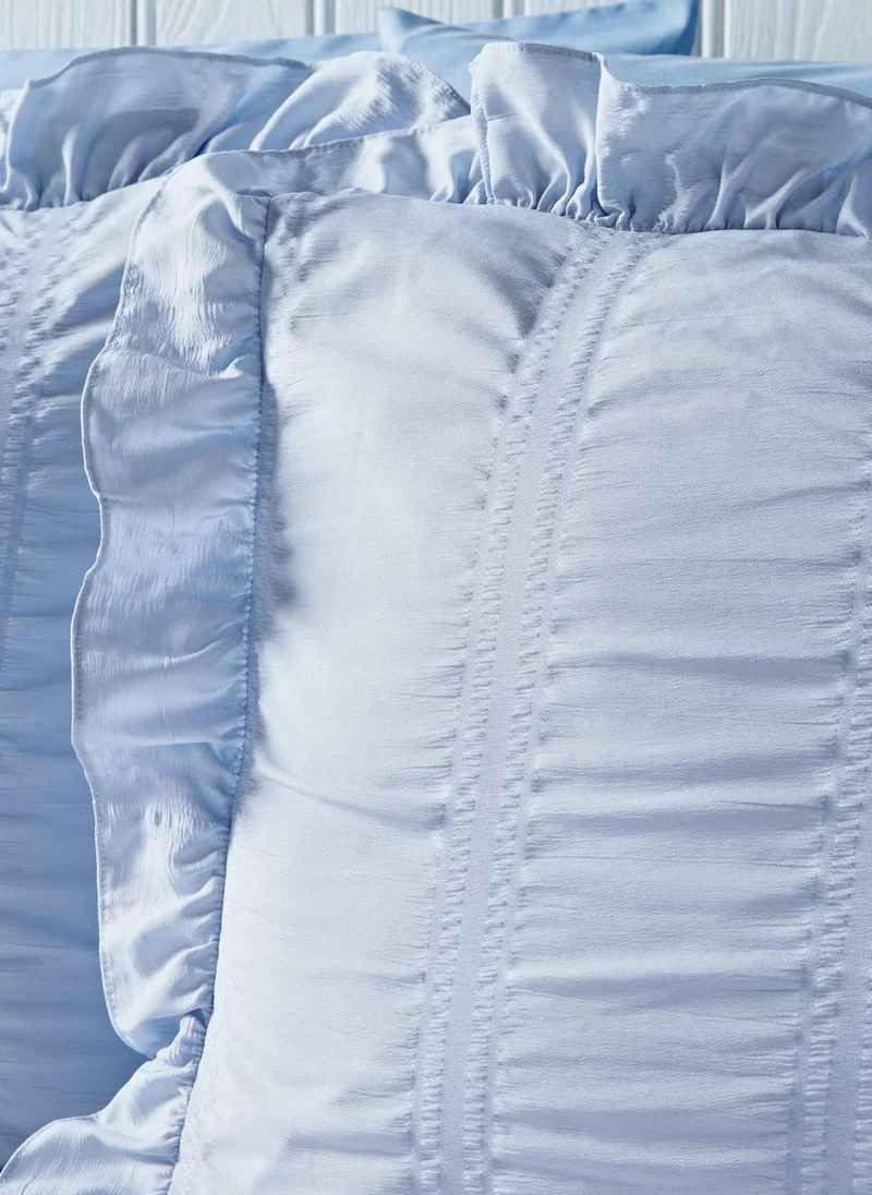 ماتلان Blue Seersucker Frill Duvet Set