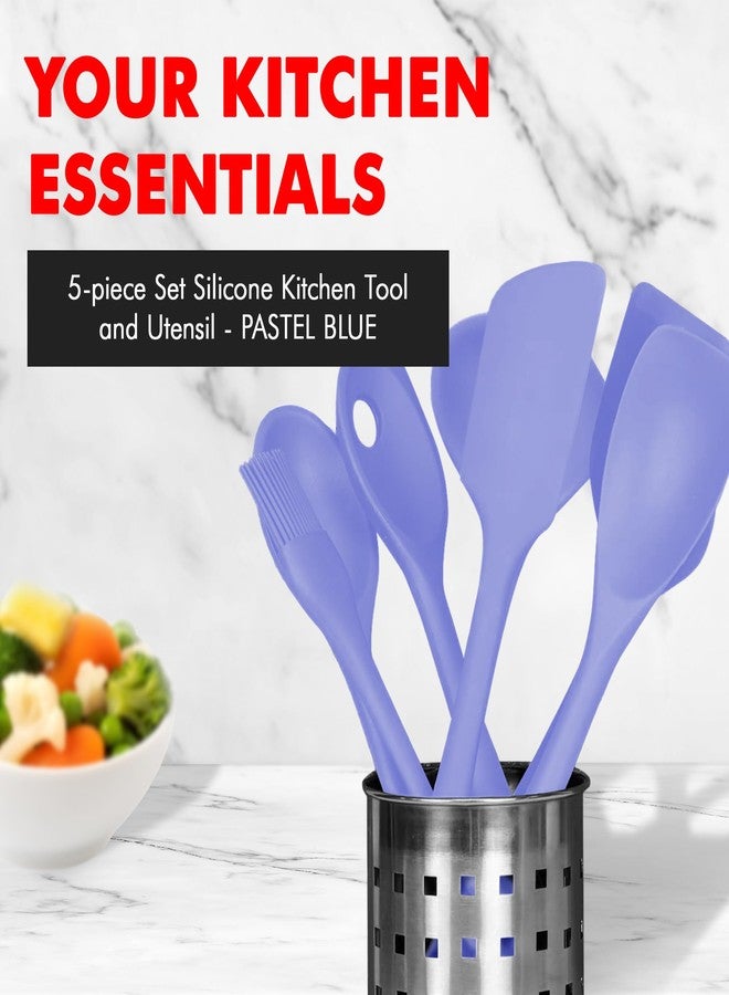 Chef Craft - Premium Silicone Kitchen Tools and Utensils Set, Non-Scratch, Withstands Temperatures up to 450°F, BPA-Free, 5 Piece Cooking Utensils Set, Pastel Blue - Image 2