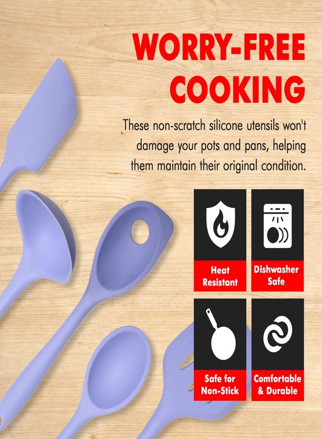 Chef Craft - Premium Silicone Kitchen Tools and Utensils Set, Non-Scratch, Withstands Temperatures up to 450°F, BPA-Free, 5 Piece Cooking Utensils Set, Pastel Blue - Image 3