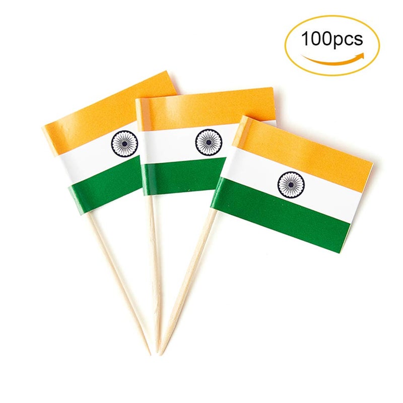 mflagperft India Flag Indian Small Toothpick Mini Stick Flags Decorations (100 pcs) - Image 4