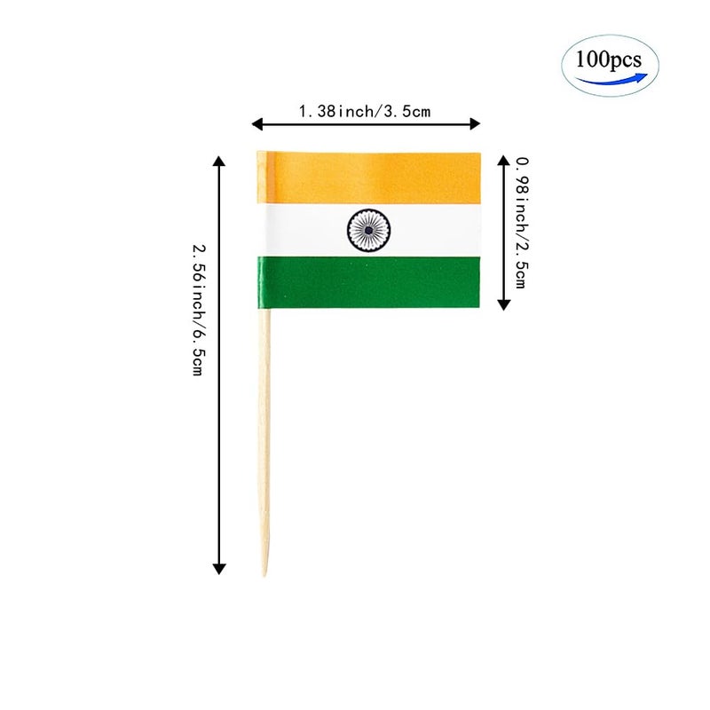 mflagperft India Flag Indian Small Toothpick Mini Stick Flags Decorations (100 pcs) - Image 2