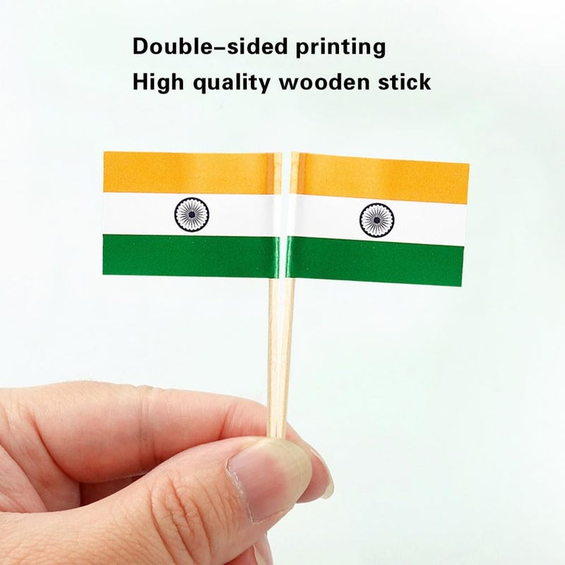mflagperft India Flag Indian Small Toothpick Mini Stick Flags Decorations (100 pcs) - Image 3