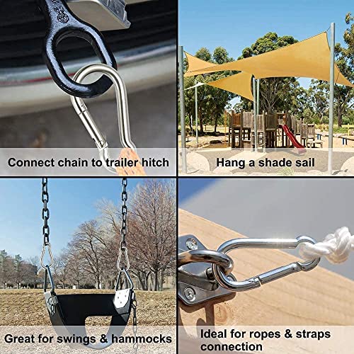 Protoner Heavy Duty Carabiner Snaphook 8mm, Stainless Steel (Pack of 2) - Image 3
