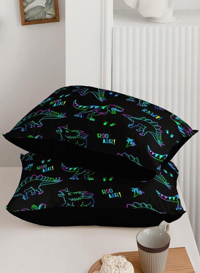 QOOMO Jurassic Dinosaur Kids Bedding Set, Black Cartoon Animals Comforter Twin Size, Suitability Girs and Boys Black Decorate a Room 1 Comforter Set 2 Pillowcases - Image 5