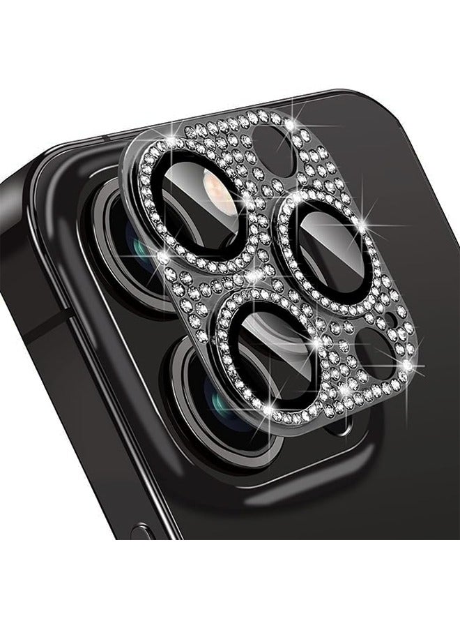 iPhone 15 Pro/iPhone 15 Pro Max Camera Lens Protector [Bling Lens Cover]  [3D Rhinestone Diamond] [9H Tempered Glass Camera Case] Anti Scratch Shockproof Metal Lens Screen Full Protective Cover - Image 1