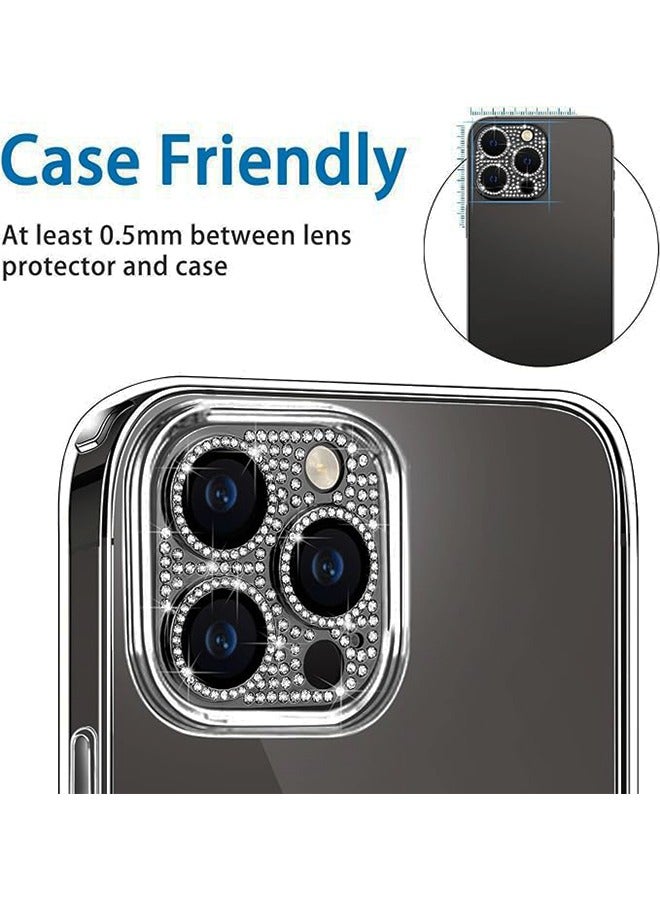 iPhone 15 Pro/iPhone 15 Pro Max Camera Lens Protector [Bling Lens Cover]  [3D Rhinestone Diamond] [9H Tempered Glass Camera Case] Anti Scratch Shockproof Metal Lens Screen Full Protective Cover - Image 3