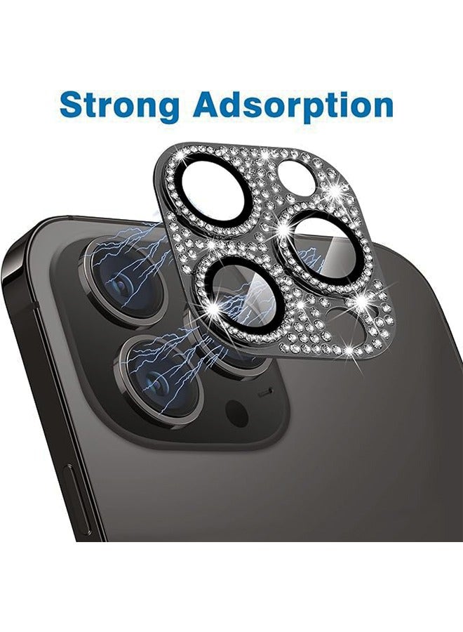 iPhone 15 Pro/iPhone 15 Pro Max Camera Lens Protector [Bling Lens Cover]  [3D Rhinestone Diamond] [9H Tempered Glass Camera Case] Anti Scratch Shockproof Metal Lens Screen Full Protective Cover - Image 2