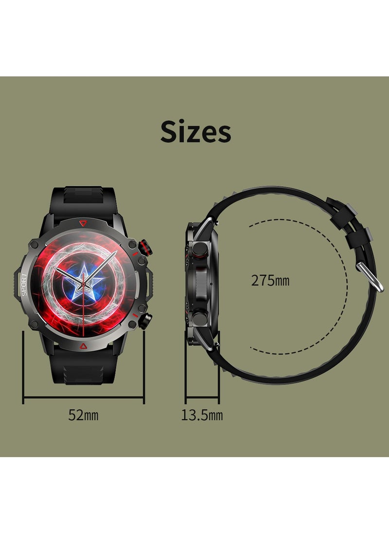 Generic - TF10-Black Outdoor Smart Watch with Heart Rate Monitoring Blood Oxygen Multi-Sport Modes Voice Call Bluetooth - Image 1