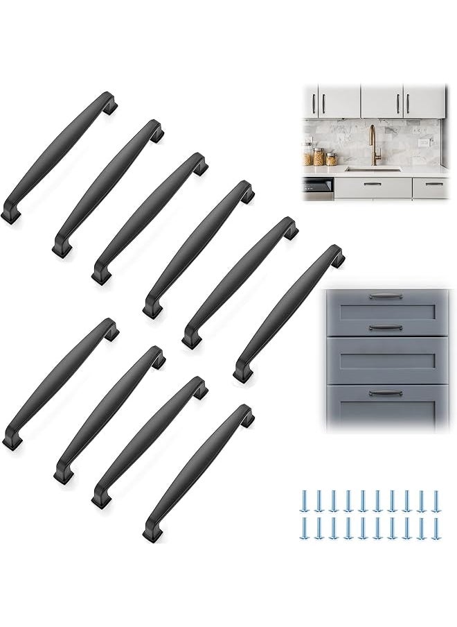 PROMASS promass 10 Pcs Kitchen Cabinet Handles, Solid Cabinet Pulls Cabinet Hardware 5 inch Hole Center Matte Black Drawer Pulls for Cupboard Drawer Handles (Black)  - Image 1