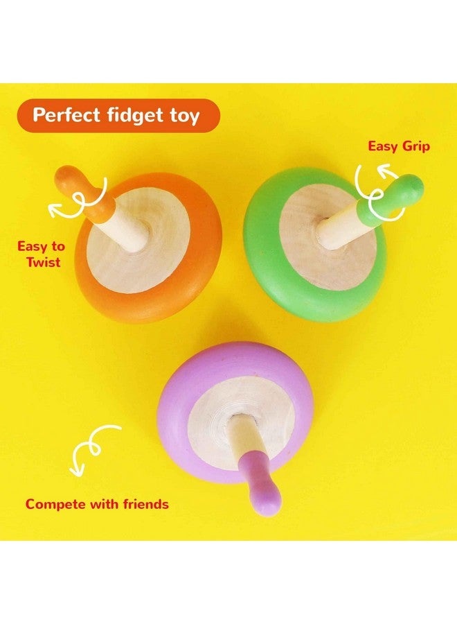 Shumee Organic Handmade Spinning Top 1 Pc/Set (Orange)|6 Cm| 100% Child Safe| Gyroscopes Toy| Fidget Spinner| Educational Toys|Montessori,Kindergarten Toys| Gift Toys For Kids/Toddlers  - Image 4