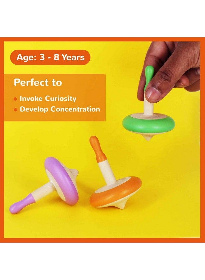 Shumee Organic Handmade Spinning Top 1 Pc/Set (Orange)|6 Cm| 100% Child Safe| Gyroscopes Toy| Fidget Spinner| Educational Toys|Montessori,Kindergarten Toys| Gift Toys For Kids/Toddlers  - Image 3