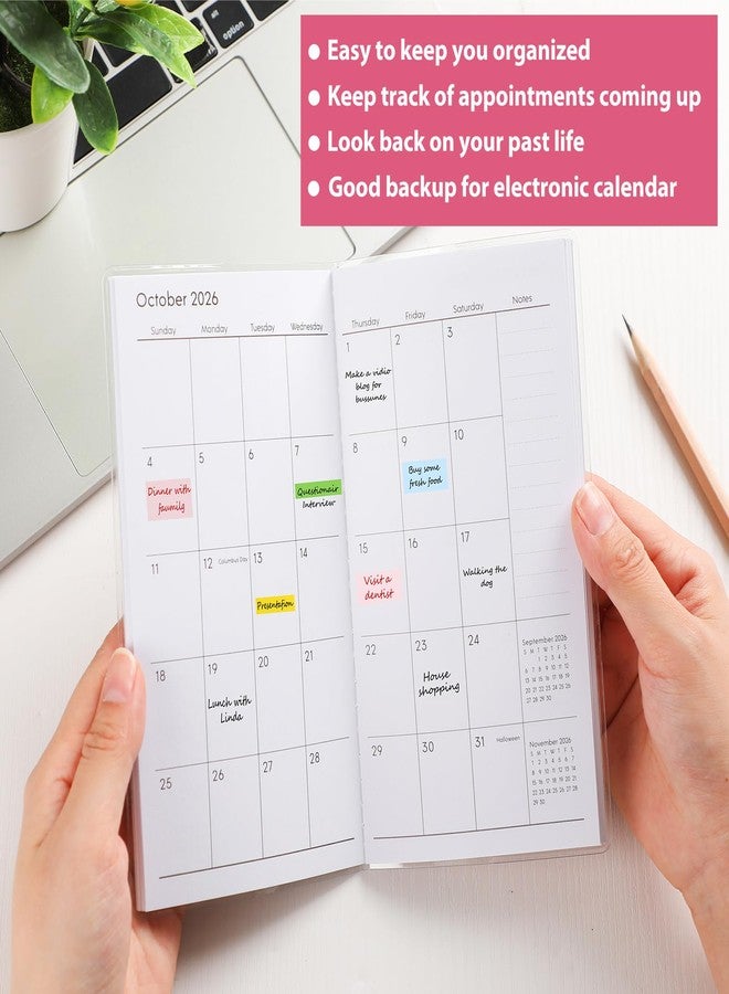 ReliThick 2026 Pocket Calendar for Purse Small Monthly Planner for Women Handy Weekly Pocket Planner Journal Notebook Christmas New Year Gift Sister Friends Women(2026-2027,Watercolor Floral) - Image 5