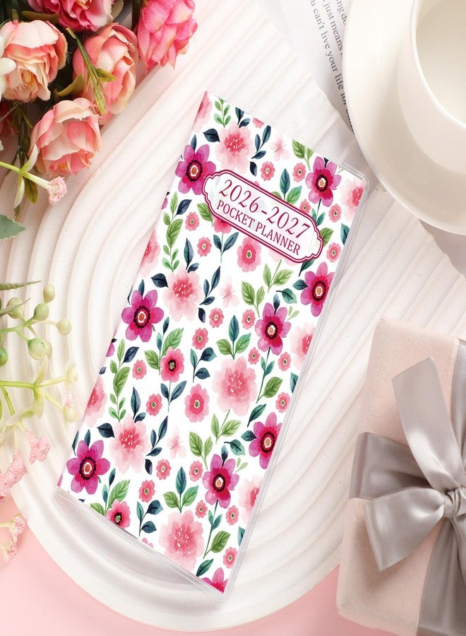 ReliThick 2026 Pocket Calendar for Purse Small Monthly Planner for Women Handy Weekly Pocket Planner Journal Notebook Christmas New Year Gift Sister Friends Women(2026-2027,Watercolor Floral) - Image 4