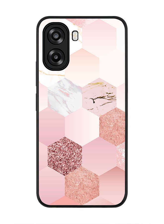 Stylizedd For Oppo A6x 5G / A6x 4G Case,Slim fit Camera Protection, Shockproof Thin Phone cover  - Marble Pink Honeycomb - Image 1