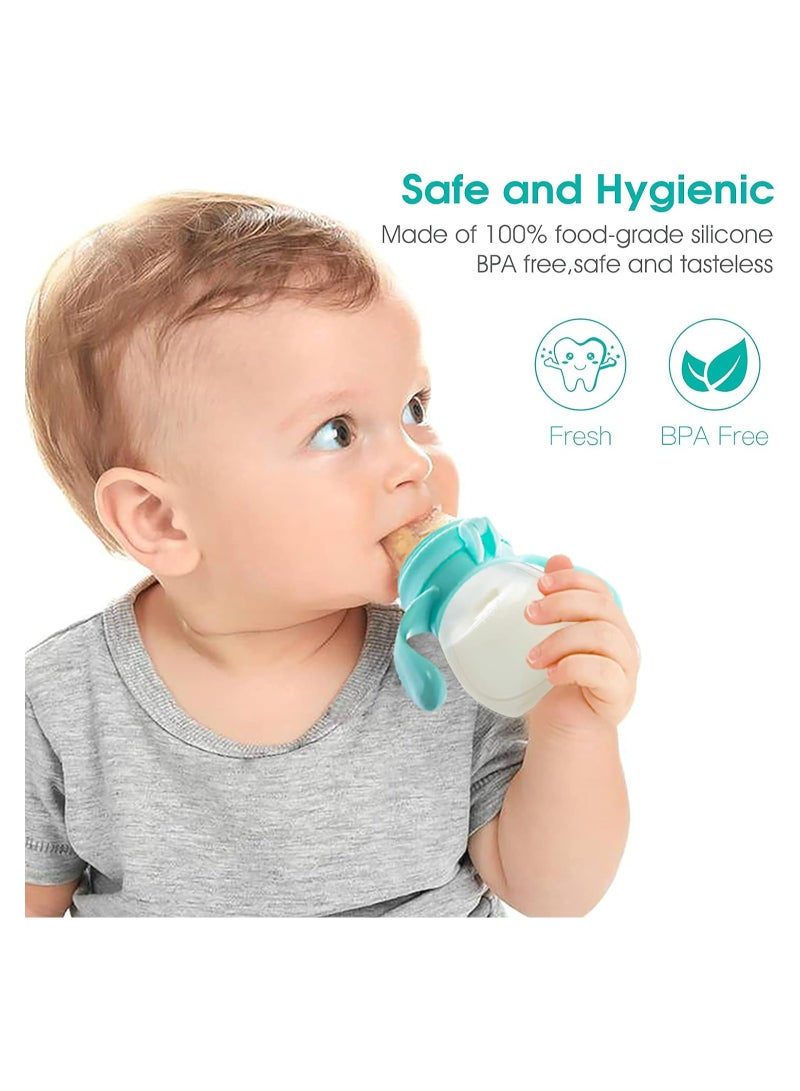 نسفي وحدة تغذية طعام فواكه للأطفال (5 عبوات)، لهاية تغذية الفواكه الطازجة، ألعاب تسنين من السيليكون لتحفيز الشهية، خالية من مادة BPA، تتضمن 6 قطع بديلة (الدب والأرنب) - Image 2