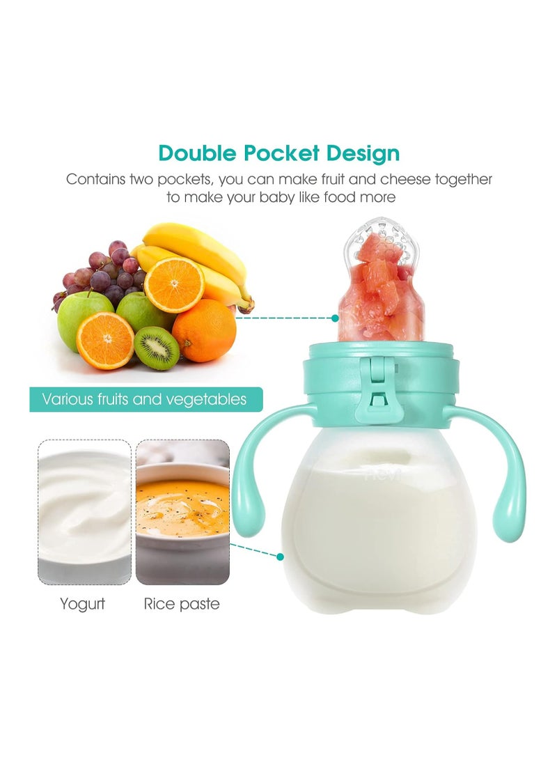 نسفي وحدة تغذية طعام فواكه للأطفال (5 عبوات)، لهاية تغذية الفواكه الطازجة، ألعاب تسنين من السيليكون لتحفيز الشهية، خالية من مادة BPA، تتضمن 6 قطع بديلة (الدب والأرنب) - Image 3