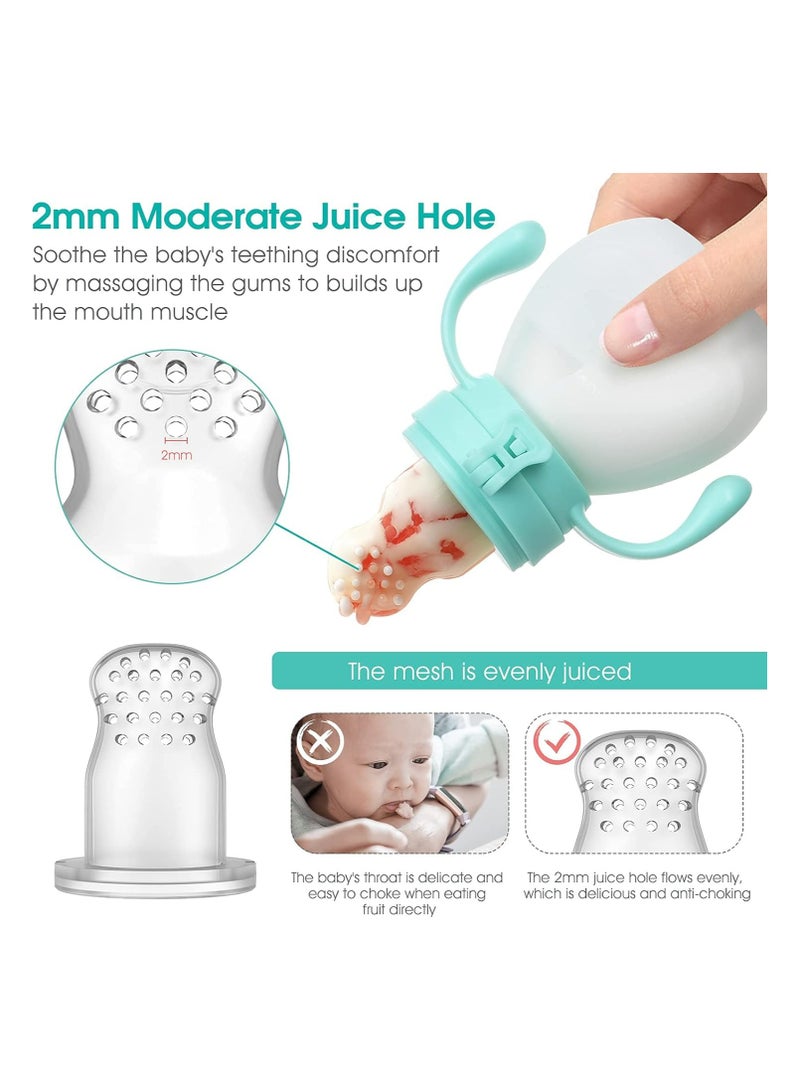 نسفي وحدة تغذية طعام فواكه للأطفال (5 عبوات)، لهاية تغذية الفواكه الطازجة، ألعاب تسنين من السيليكون لتحفيز الشهية، خالية من مادة BPA، تتضمن 6 قطع بديلة (الدب والأرنب) - Image 4