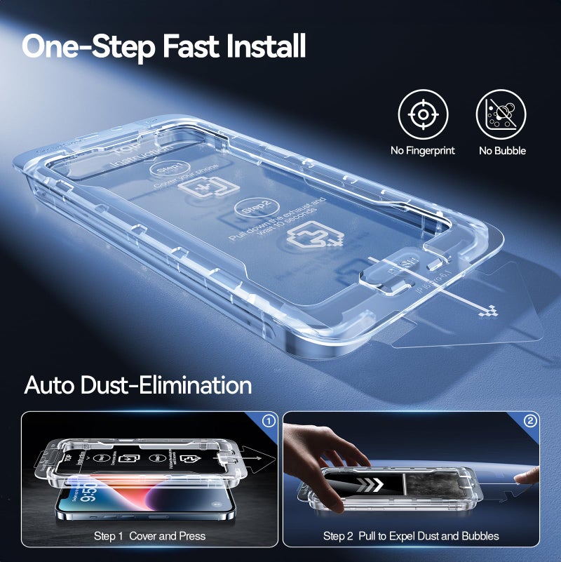 SMARTDEVIL 3 Pack for iPhone 17e/16e/14/13 Pro/13 Screen Protector, 9H Hardness Military Grade Shatterproof, HD Clear Tempered Glass, Auto Dust-Elimination, Bubble Free, Easy Install, Case Friendly - Image 2