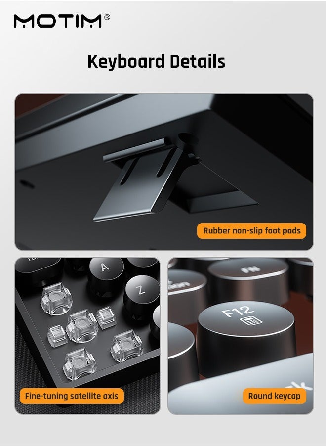 Mechanical Gaming Keyboard, Punk Rainbow Backlit Keyboard, 87 Key Round Keycaps USB Wired Retro Typewriter Style Keyboard for PC/Mac Computer Gamer, Typist