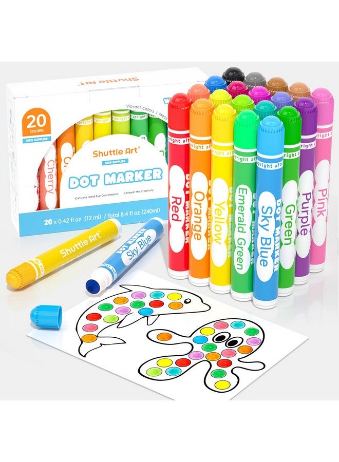 Shuttle Art Dot Markers, 20 Colors Washable Markers for Toddlers,Bingo Daubers Supplies Kids Preschool Children, Non Toxic Water-Based - Image 1