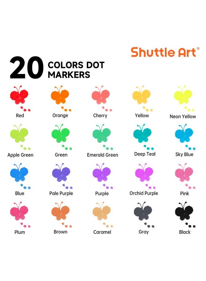 Shuttle Art Dot Markers, 20 Colors Washable Markers for Toddlers,Bingo Daubers Supplies Kids Preschool Children, Non Toxic Water-Based - Image 3