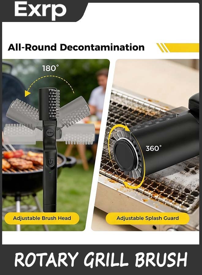 Exrp Electric Rotary Grill Brush for Outdoor Grill, 3-Speed Power Control, 304 Stainless Steel BBQ Grill Brush with No Bristle Shedding, 90 Mins Extended Runtime Grill Cleaning Brush (Black) - Image 2