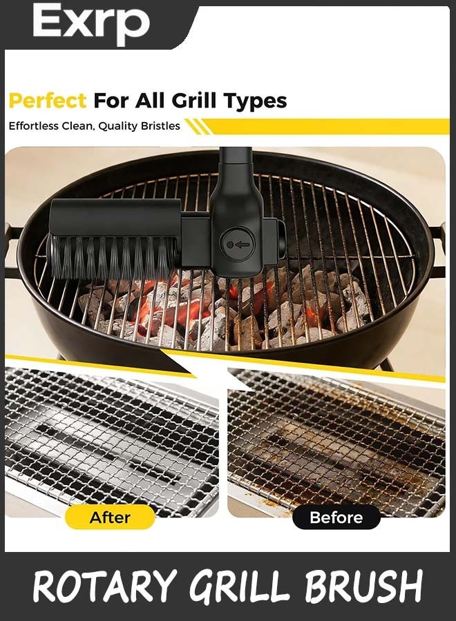Exrp Electric Rotary Grill Brush for Outdoor Grill, 3-Speed Power Control, 304 Stainless Steel BBQ Grill Brush with No Bristle Shedding, 90 Mins Extended Runtime Grill Cleaning Brush (Black) - Image 4