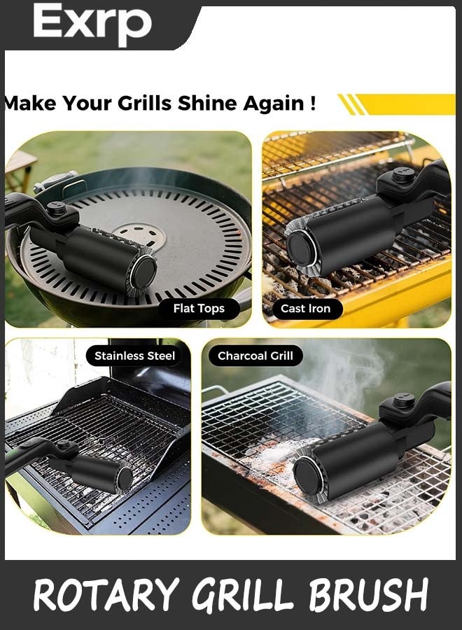 Exrp Electric Rotary Grill Brush for Outdoor Grill, 3-Speed Power Control, 304 Stainless Steel BBQ Grill Brush with No Bristle Shedding, 90 Mins Extended Runtime Grill Cleaning Brush (Black) - Image 5